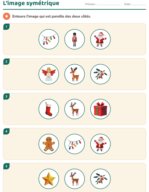 Aperçu de la fiche Géométrie avec Noël pour CE1 (cours élémentaire 1)