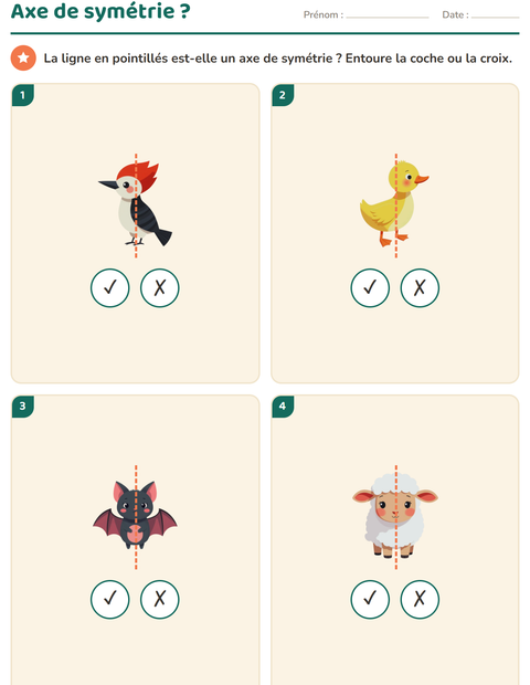 Aperçu de la fiche Géométrie avec Animaux pour CE1 (cours élémentaire 1)