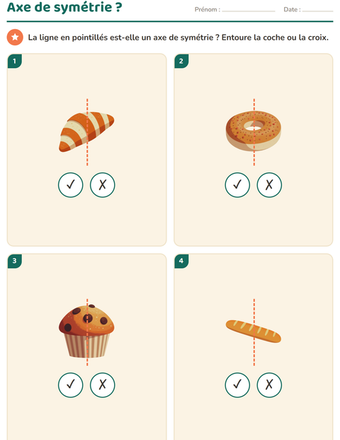Aperçu de la fiche Géométrie avec Boulangerie pour CE1 (cours élémentaire 1)