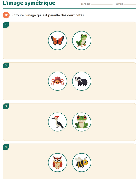 Aperçu de la fiche Géométrie avec Créatures de la forêt pour CE1 (cours élémentaire 1)