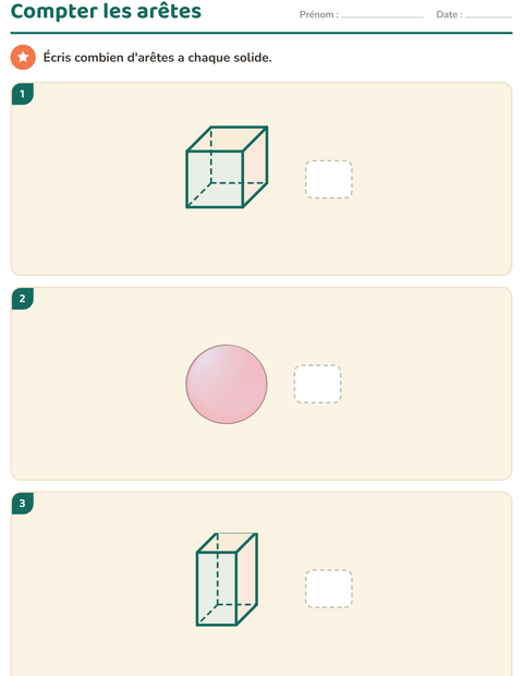 Aperçu de la fiche Géométrie pour CE1 (cours élémentaire 1)