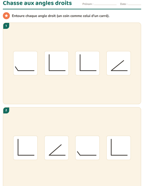 Aperçu de la fiche Géométrie pour CE2 (cours élémentaire 2)