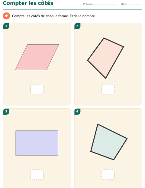 Aperçu de la fiche Géométrie pour École maternelle (grande section, 5-7 ans)