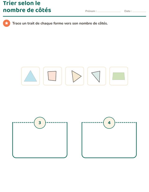 Aperçu de la fiche Géométrie pour École maternelle (grande section, 5-7 ans)