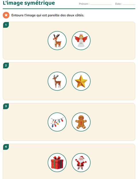 Aperçu de la fiche Géométrie avec Noël pour CE1 (cours élémentaire 1)