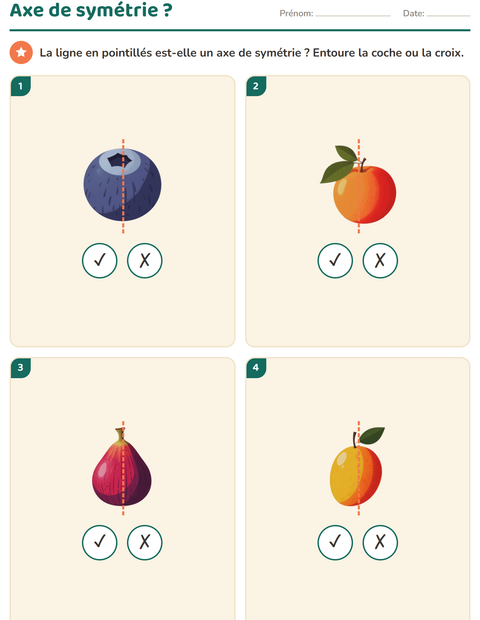 Aperçu de la fiche Géométrie avec Fruits pour CE1 (cours élémentaire 1)