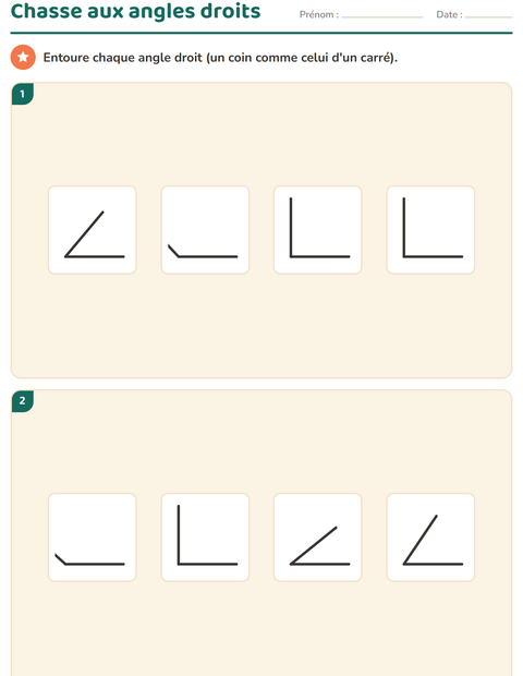 Aperçu de la fiche Géométrie pour CE2 (cours élémentaire 2)