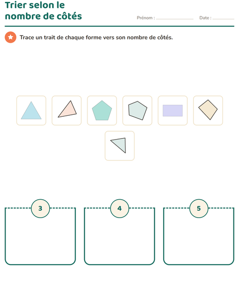 Aperçu de la fiche Géométrie pour École maternelle (grande section, 5-7 ans)