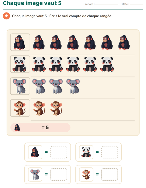 Aperçu de la fiche Graphiques et données avec Animaux du zoo pour CE2 (cours élémentaire 2)
