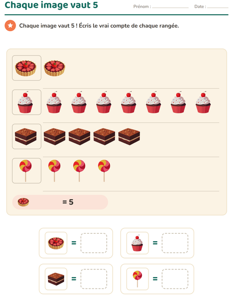 Aperçu de la fiche Graphiques et données avec Desserts et sucreries pour CE2 (cours élémentaire 2)