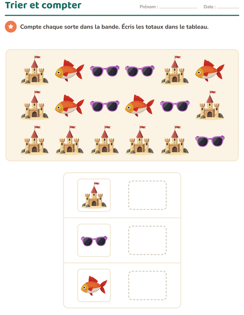 Aperçu de la fiche Graphiques et données avec Plage pour CP (cours préparatoire)