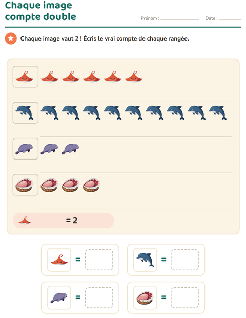 Aperçu de la fiche Graphiques et données avec Vie océanique pour CE1 (cours élémentaire 1)