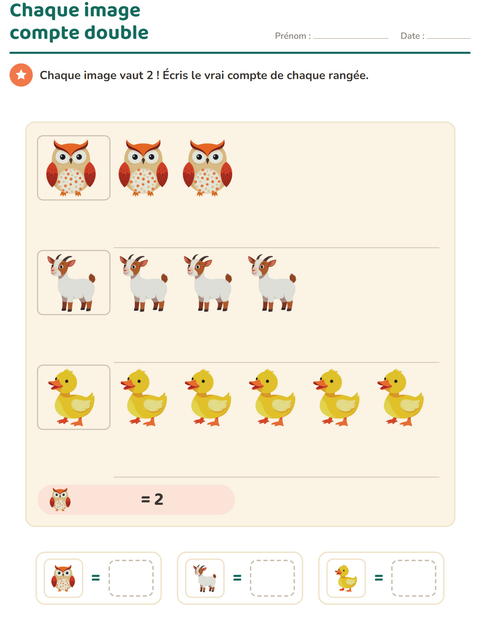 Aperçu de la fiche Graphiques et données avec Animaux de la ferme pour CE1 (cours élémentaire 1)