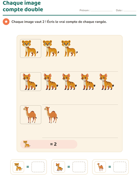 Aperçu de la fiche Graphiques et données avec Animaux du zoo pour CE1 (cours élémentaire 1)