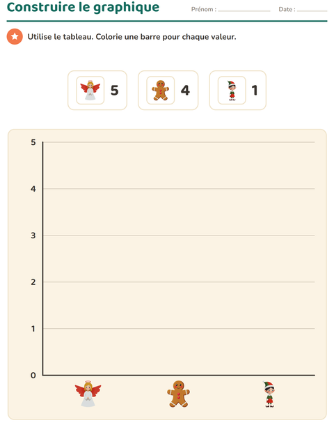 Aperçu de la fiche Graphiques et données avec Noël pour CE2 (cours élémentaire 2)