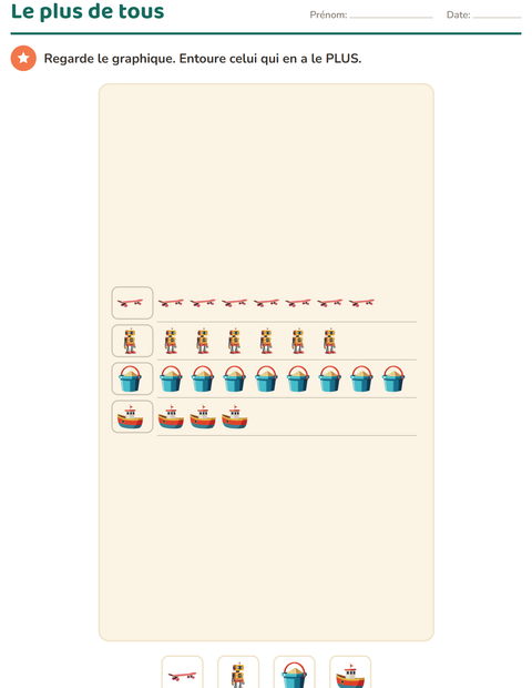 Aperçu de la fiche Graphiques et données avec Jouets pour CP (cours préparatoire)