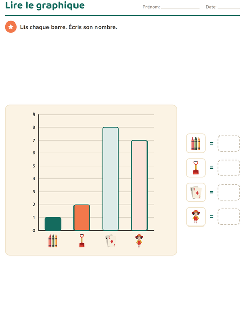 Aperçu de la fiche Graphiques et données avec Jouets pour CP (cours préparatoire)