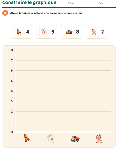 Aperçu de la fiche Graphiques et données avec Jouets pour CE2 (cours élémentaire 2)