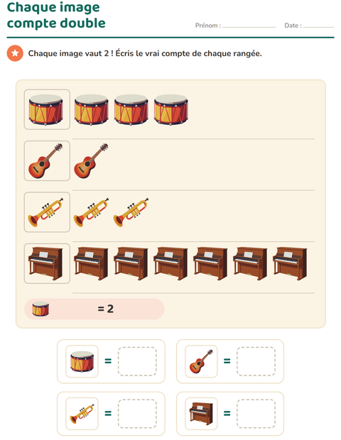 Aperçu de la fiche Graphiques et données avec Musique pour CE1 (cours élémentaire 1)
