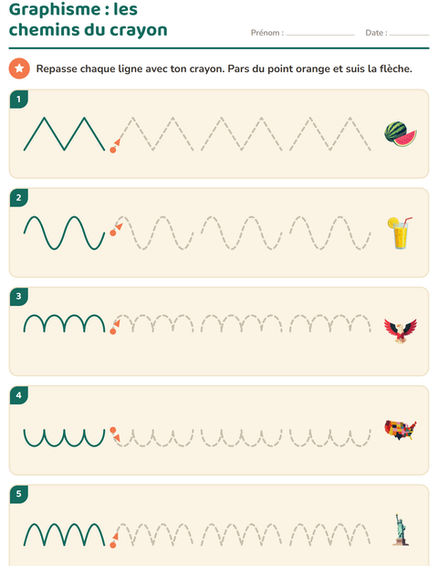 Aperçu de la fiche Graphisme avec 4 juillet pour École maternelle (grande section, 5-7 ans)