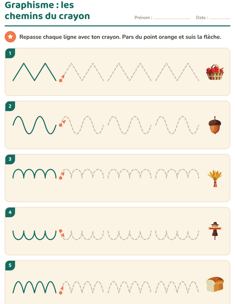 Aperçu de la fiche Graphisme avec Action de grâce pour École maternelle (grande section, 5-7 ans)