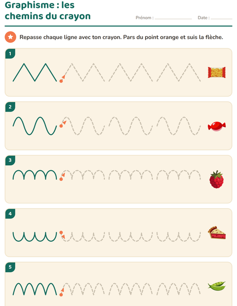 Aperçu de la fiche Graphisme avec Au supermarché pour École maternelle (grande section, 5-7 ans)
