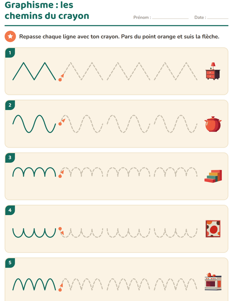 Aperçu de la fiche Graphisme avec Autour de la maison pour École maternelle (grande section, 5-7 ans)