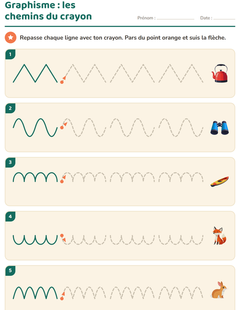 Aperçu de la fiche Graphisme avec Camping pour École maternelle (grande section, 5-7 ans)