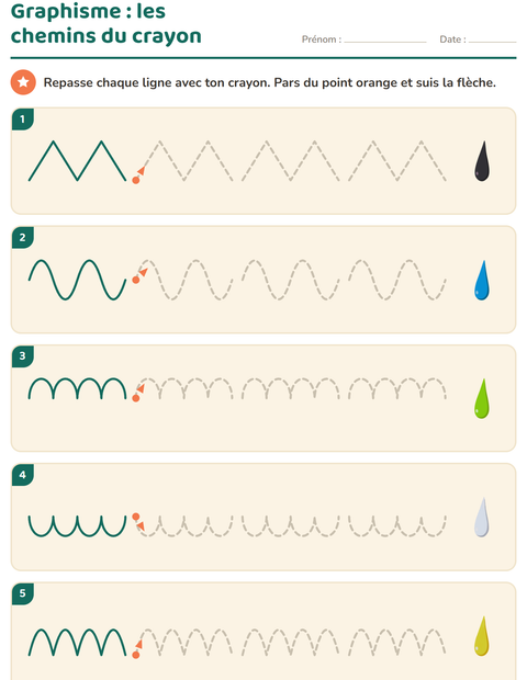 Aperçu de la fiche Graphisme avec Couleurs pour École maternelle (grande section, 5-7 ans)