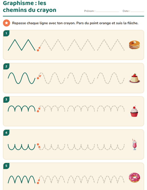 Aperçu de la fiche Graphisme avec Desserts et sucreries pour École maternelle (grande section, 5-7 ans)
