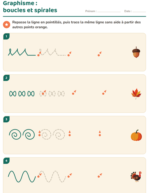 Aperçu de la fiche Graphisme avec Action de grâce pour École maternelle (grande section, 5-7 ans)