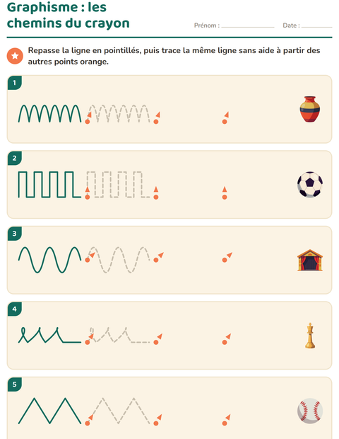 Aperçu de la fiche Graphisme avec Activités pour École maternelle (grande section, 5-7 ans)