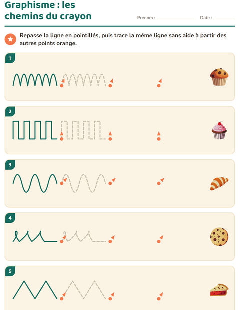 Aperçu de la fiche Graphisme avec Boulangerie pour École maternelle (grande section, 5-7 ans)