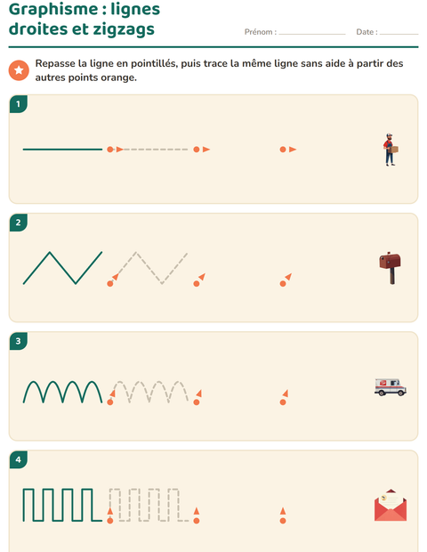 Aperçu de la fiche Graphisme avec Bureau de poste pour École maternelle (grande section, 5-7 ans)