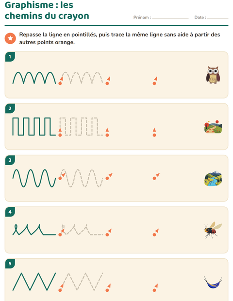 Aperçu de la fiche Graphisme avec Camping pour École maternelle (grande section, 5-7 ans)