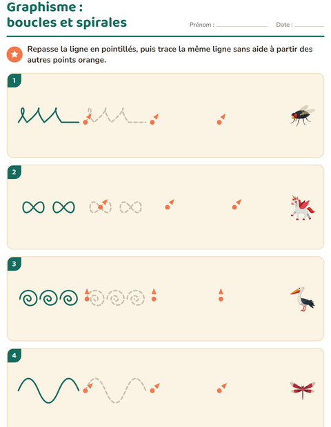 Aperçu de la fiche Graphisme avec Choses qui volent pour École maternelle (grande section, 5-7 ans)