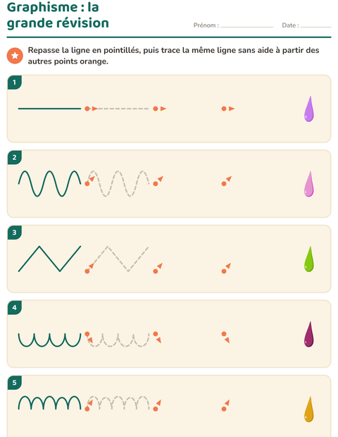 Aperçu de la fiche Graphisme avec Couleurs pour École maternelle (grande section, 5-7 ans)
