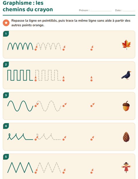 Aperçu de la fiche Graphisme avec Divers pour École maternelle (grande section, 5-7 ans)