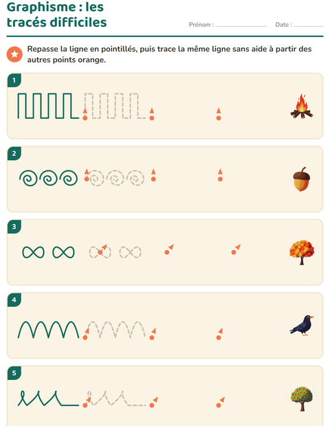 Aperçu de la fiche Graphisme avec Divers pour École maternelle (grande section, 5-7 ans)