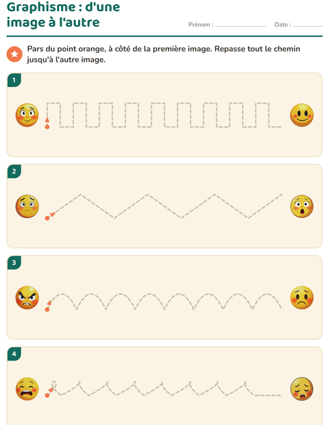 Aperçu de la fiche Graphisme avec Émotions pour École maternelle (grande section, 5-7 ans)