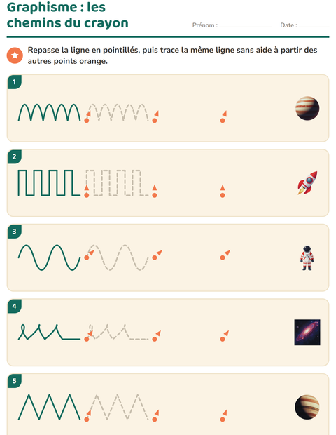 Aperçu de la fiche Graphisme avec Espace pour École maternelle (grande section, 5-7 ans)