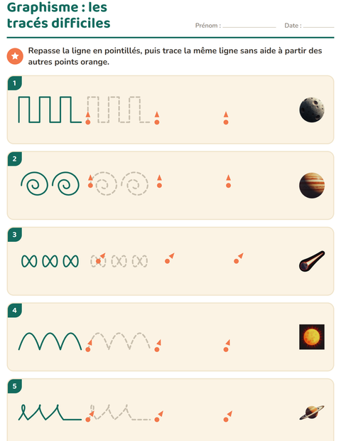 Aperçu de la fiche Graphisme avec Espace pour École maternelle (grande section, 5-7 ans)
