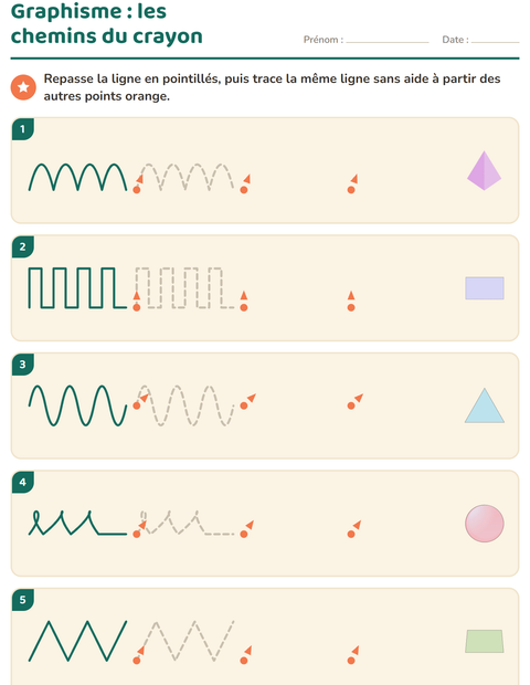 Aperçu de la fiche Graphisme avec Formes pour École maternelle (grande section, 5-7 ans)