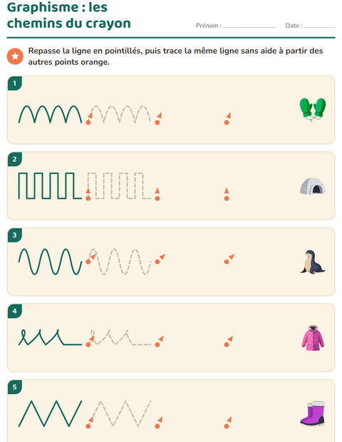 Aperçu de la fiche Graphisme avec Hiver pour École maternelle (grande section, 5-7 ans)