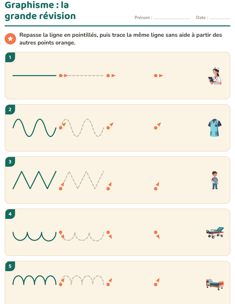 Aperçu de la fiche Graphisme avec Hôpital pour École maternelle (grande section, 5-7 ans)