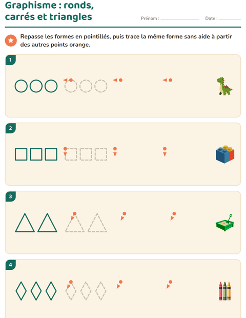 Aperçu de la fiche Graphisme avec Jouets pour École maternelle (grande section, 5-7 ans)