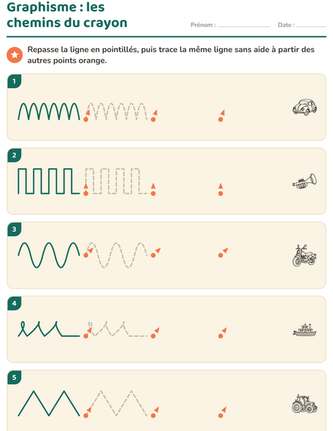 Aperçu de la fiche Graphisme avec Jouets NB pour École maternelle (grande section, 5-7 ans)