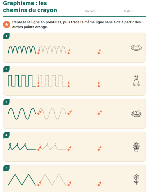 Aperçu de la fiche Graphisme avec Maison et Nature NB pour École maternelle (grande section, 5-7 ans)