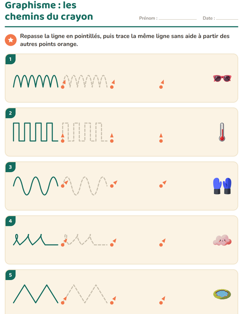 Aperçu de la fiche Graphisme avec Météo pour École maternelle (grande section, 5-7 ans)