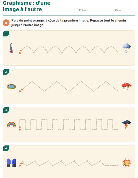 Aperçu de la fiche Graphisme avec Météo pour École maternelle (grande section, 5-7 ans)